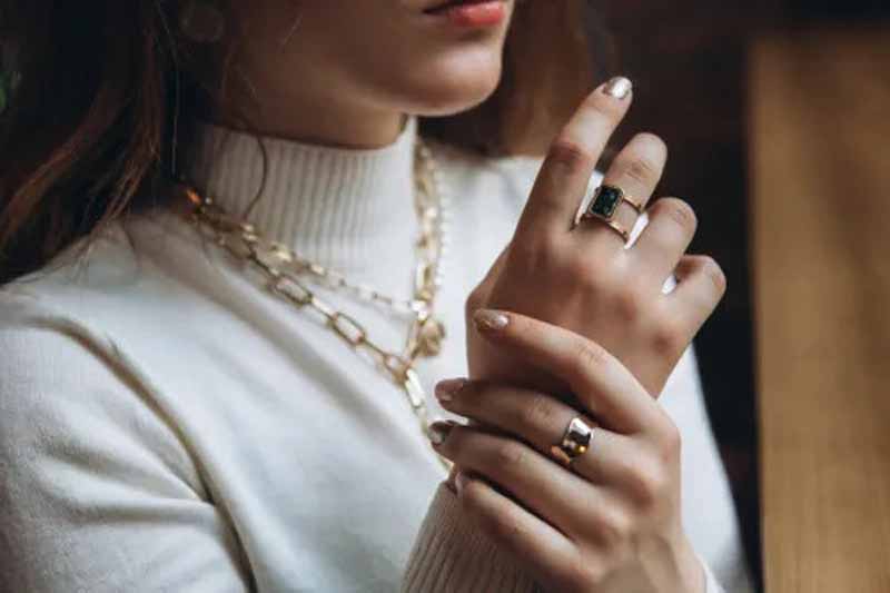 Bracelets and Rings with Turtlenecks
